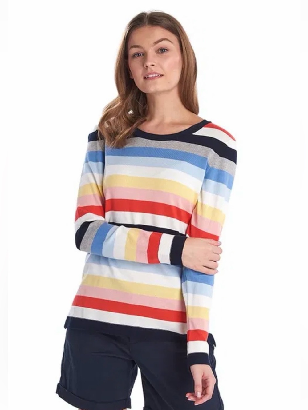 Barbour Multicolor Striped Long-Sleeve Sweater - Navy Trim